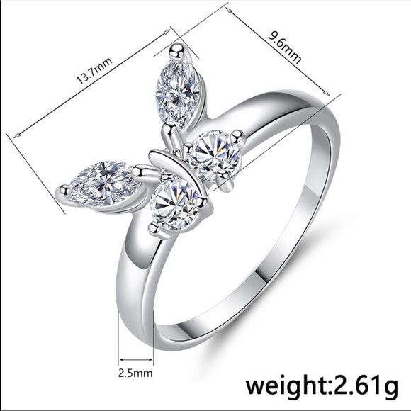 New Women’s 925 Silver Sweet Butterfly Diamond Ring 💍 - Picture 5 of 6